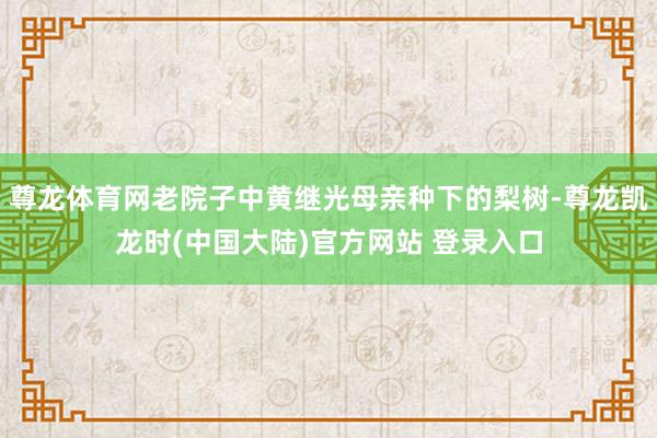 尊龙体育网老院子中黄继光母亲种下的梨树-尊龙凯龙时(中国大陆)官方网站 登录入口