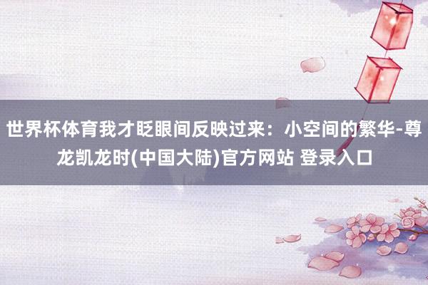 世界杯体育我才眨眼间反映过来：小空间的繁华-尊龙凯龙时(中国大陆)官方网站 登录入口